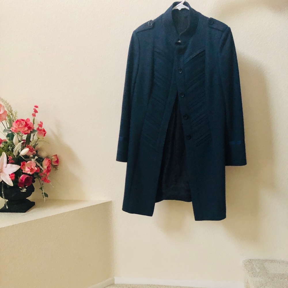 Wool coat, navy blue, tailored